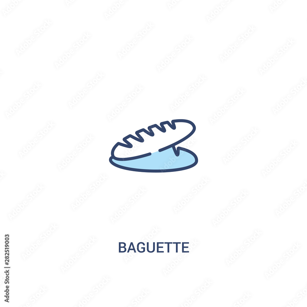 Poster baguette concept 2 colored icon. simple line element illustration. outline blue baguette symbol. can