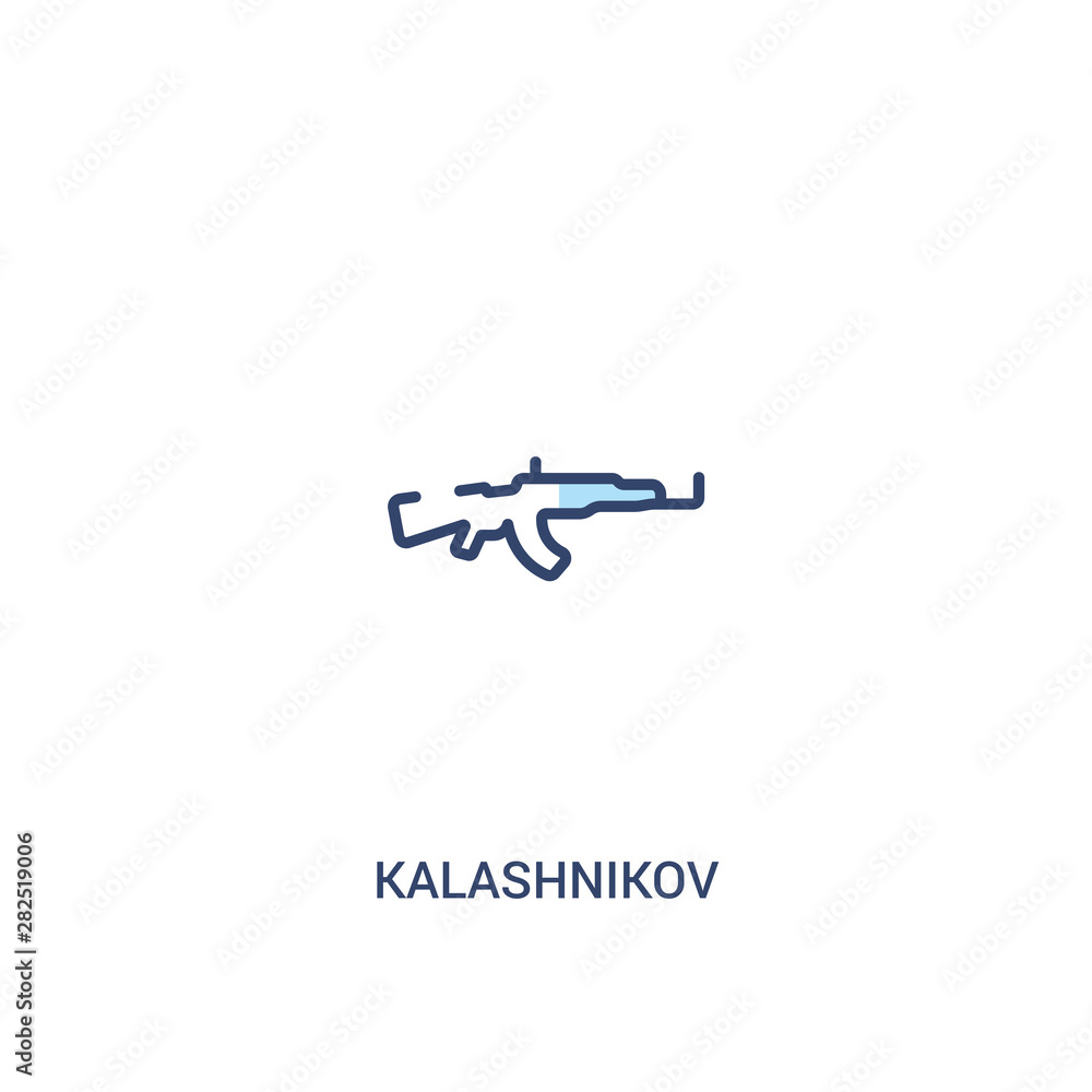 Poster kalashnikov concept 2 colored icon. simple line element illustration. outline blue kalashnikov symbo