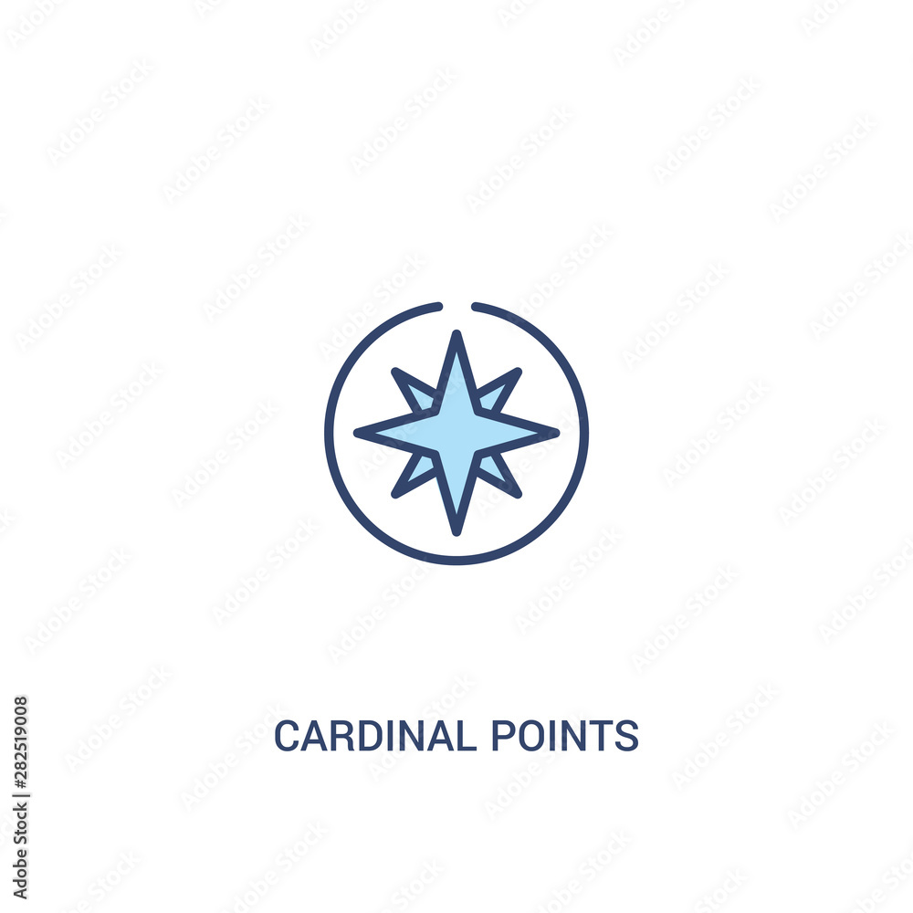 Poster cardinal points on winds star concept 2 colored icon. simple line element illustration. outline blue