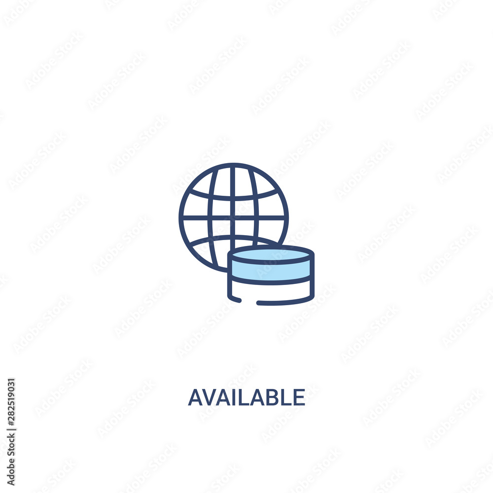 Poster available concept 2 colored icon. simple line element illustration. outline blue available symbol. c