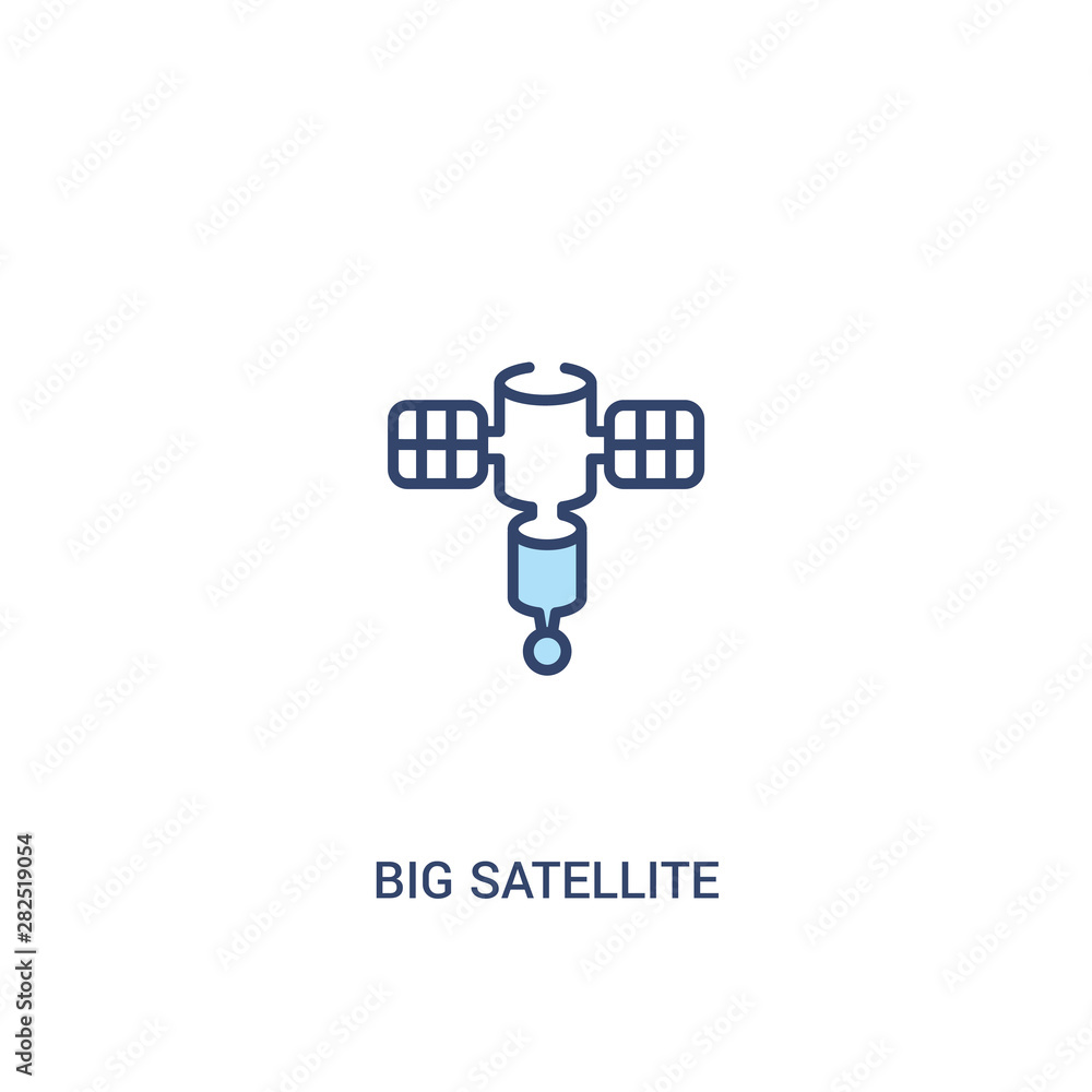 Poster big satellite concept 2 colored icon. simple line element illustration. outline blue big satellite s