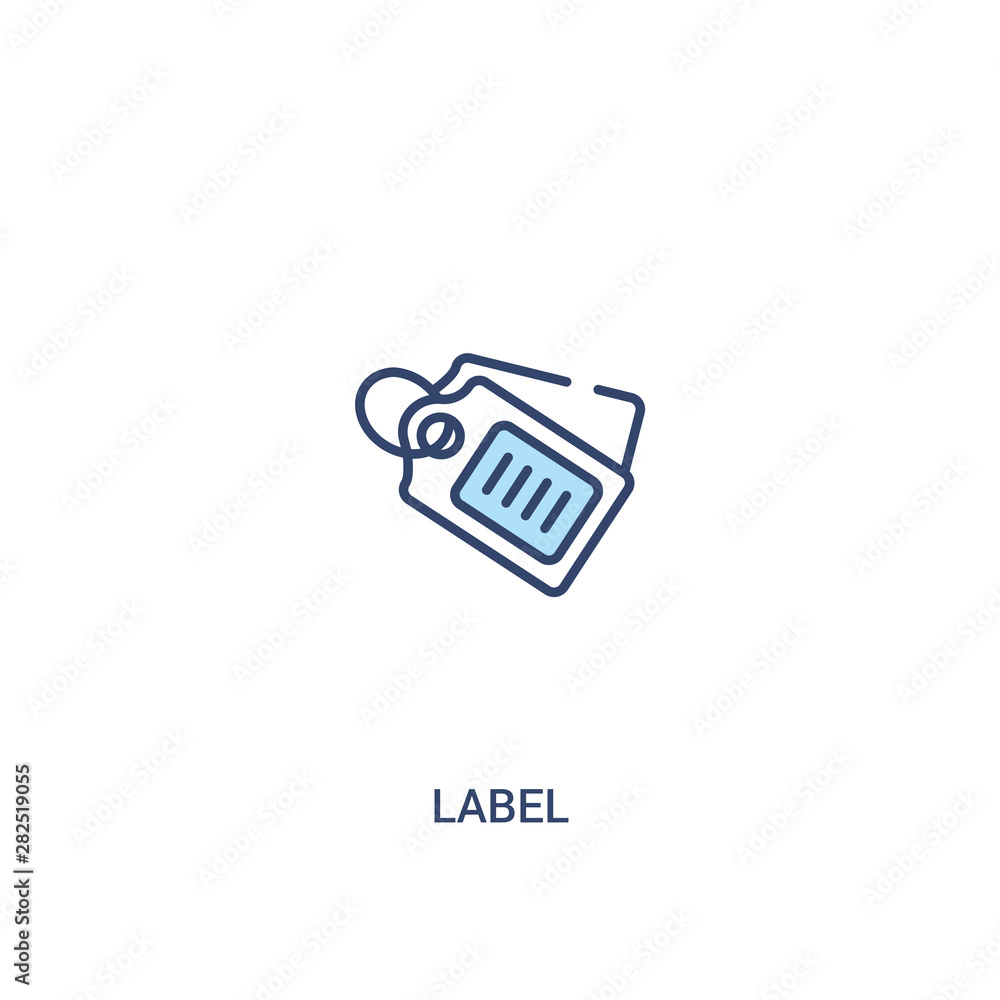 Poster label concept 2 colored icon. simple line element illustration. outline blue label symbol. can be us