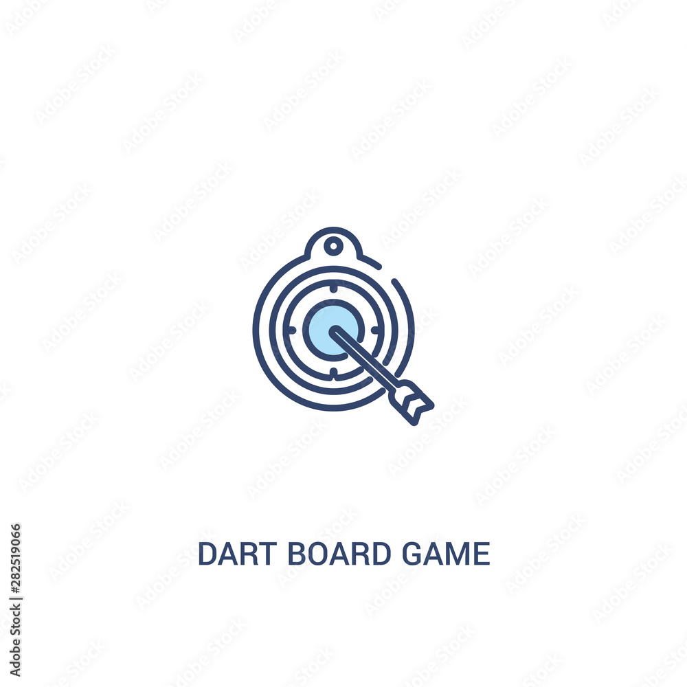 Poster dart board game concept 2 colored icon. simple line element illustration. outline blue dart board ga