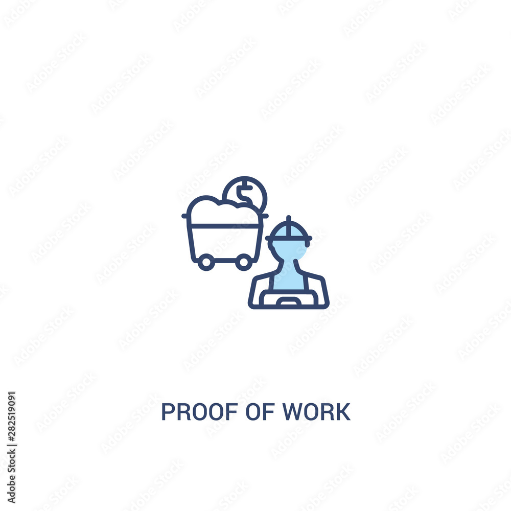 Aufkleber proof of work concept 2 colored icon. simple line element illustration. outline blue proof of work s