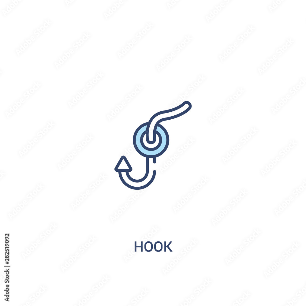 Poster hook concept 2 colored icon. simple line element illustration. outline blue hook symbol. can be used