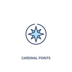cardinal points on winds star concept 2 colored icon. simple line element illustration. outline blue cardinal points on winds star symbol. can be used for web and mobile ui/ux.