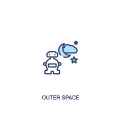 outer space concept 2 colored icon. simple line element illustration. outline blue outer space symbol. can be used for web and mobile ui/ux.