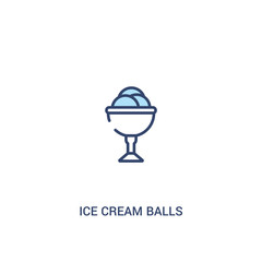 ice cream balls cup concept 2 colored icon. simple line element illustration. outline blue ice cream balls cup symbol. can be used for web and mobile ui/ux.