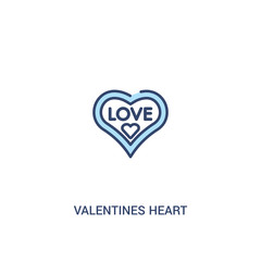 valentines heart concept 2 colored icon. simple line element illustration. outline blue valentines heart symbol. can be used for web and mobile ui/ux.