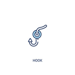 hook concept 2 colored icon. simple line element illustration. outline blue hook symbol. can be used for web and mobile ui/ux.