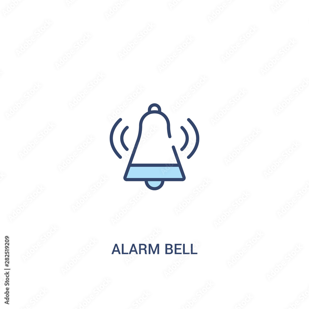 Poster alarm bell concept 2 colored icon. simple line element illustration. outline blue alarm bell symbol.