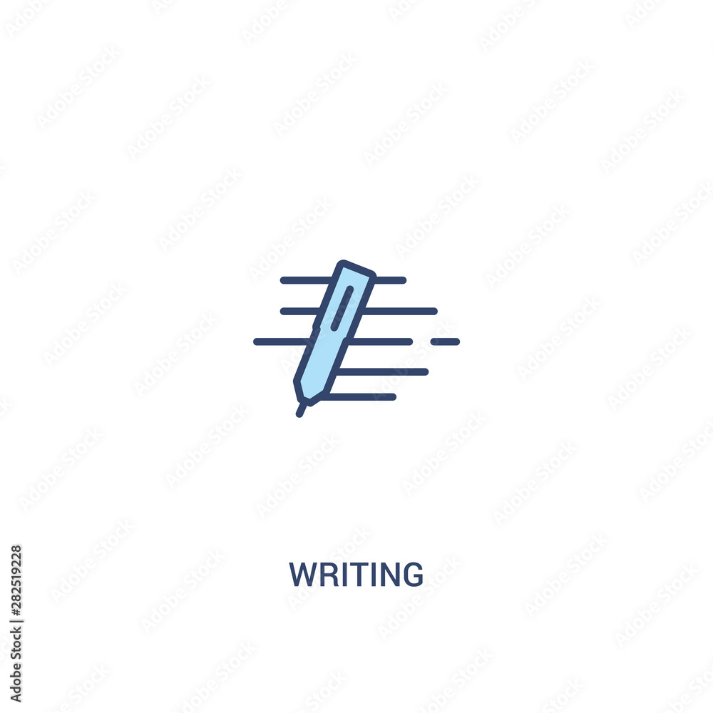Poster writing concept 2 colored icon. simple line element illustration. outline blue writing symbol. can b