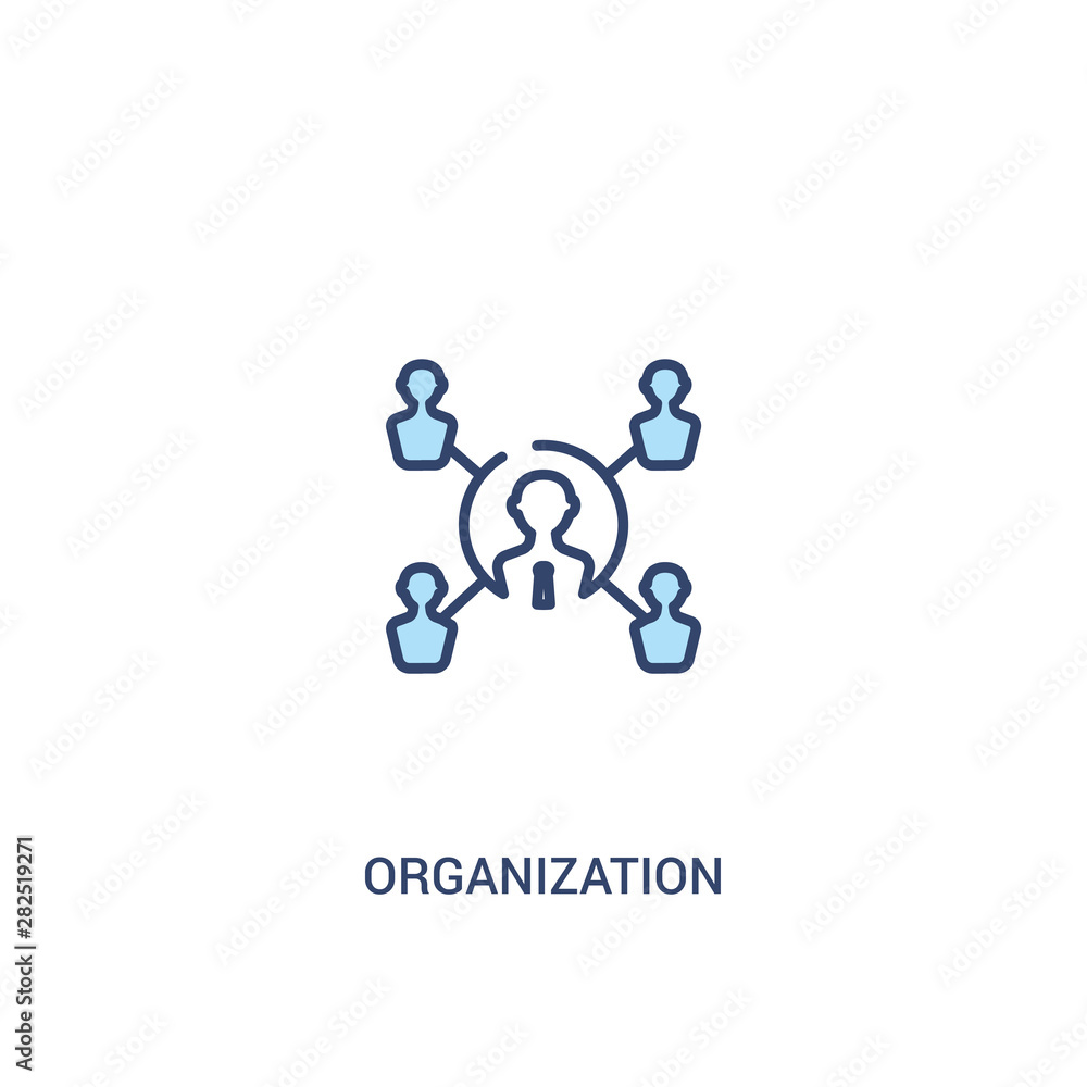 Aufkleber organization concept 2 colored icon. simple line element illustration. outline blue organization sym