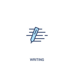 writing concept 2 colored icon. simple line element illustration. outline blue writing symbol. can be used for web and mobile ui/ux.