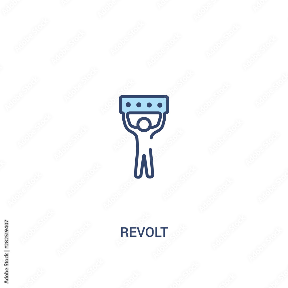 Poster revolt concept 2 colored icon. simple line element illustration. outline blue revolt symbol. can be 