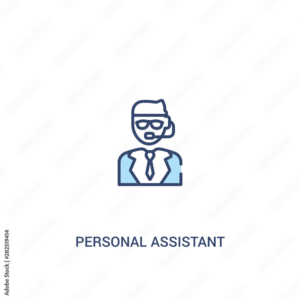 Poster personal assistant concept 2 colored icon. simple line element illustration. outline blue personal a