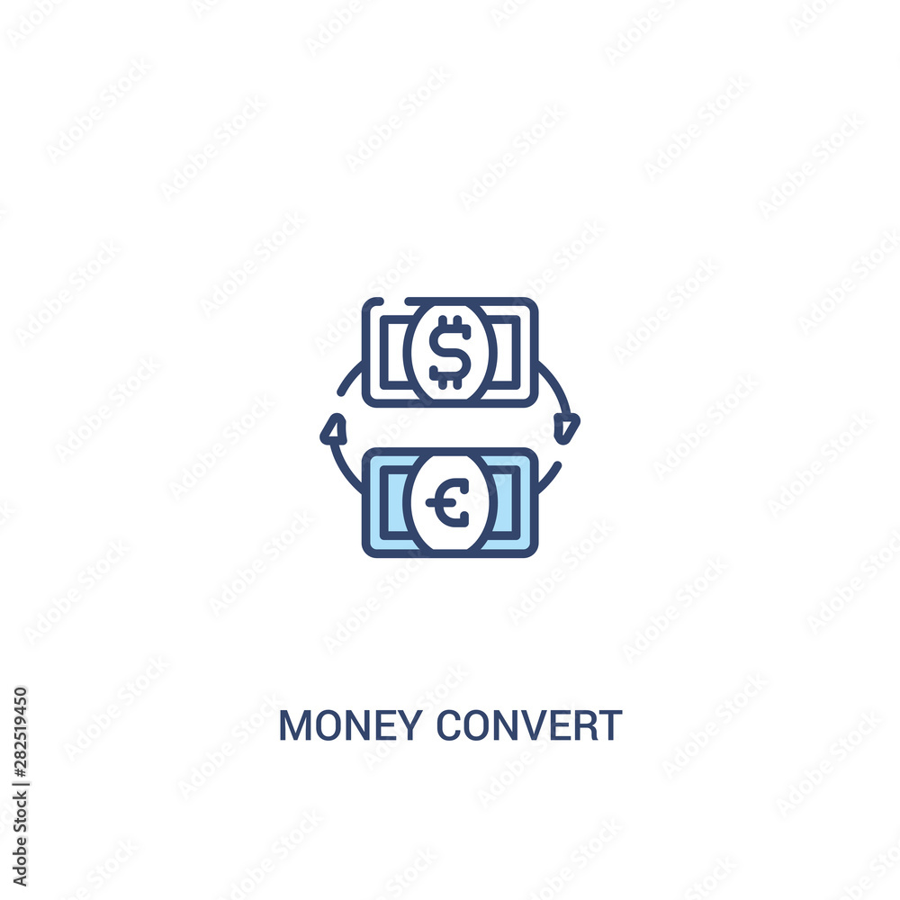 Poster money convert concept 2 colored icon. simple line element illustration. outline blue money convert s