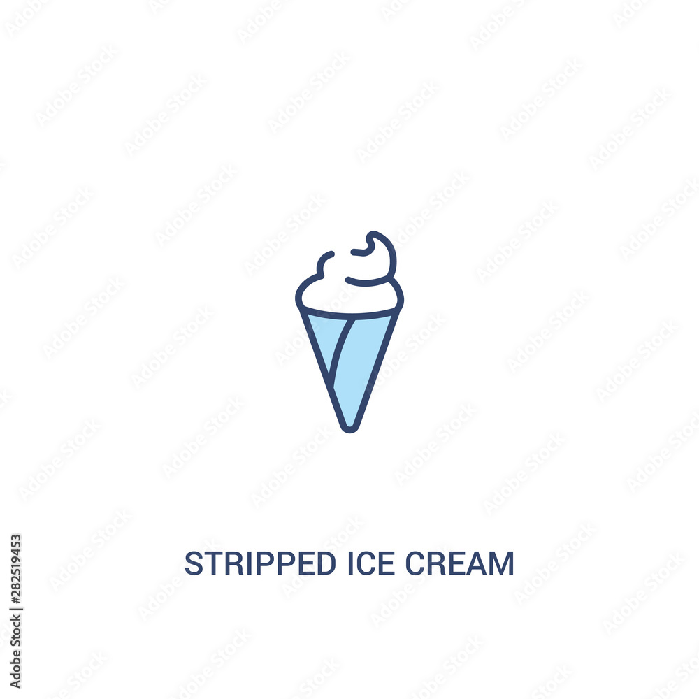 Poster stripped ice cream cone concept 2 colored icon. simple line element illustration. outline blue strip