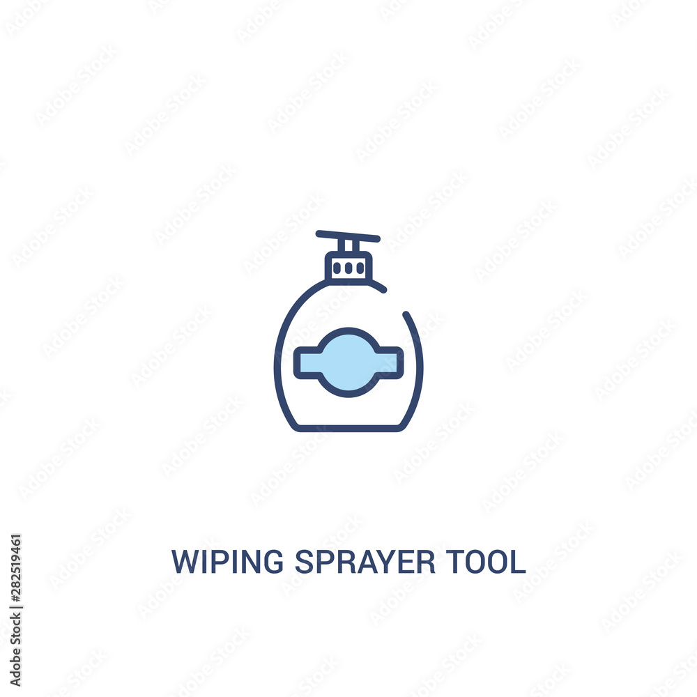 Poster wiping sprayer tool concept 2 colored icon. simple line element illustration. outline blue wiping sp
