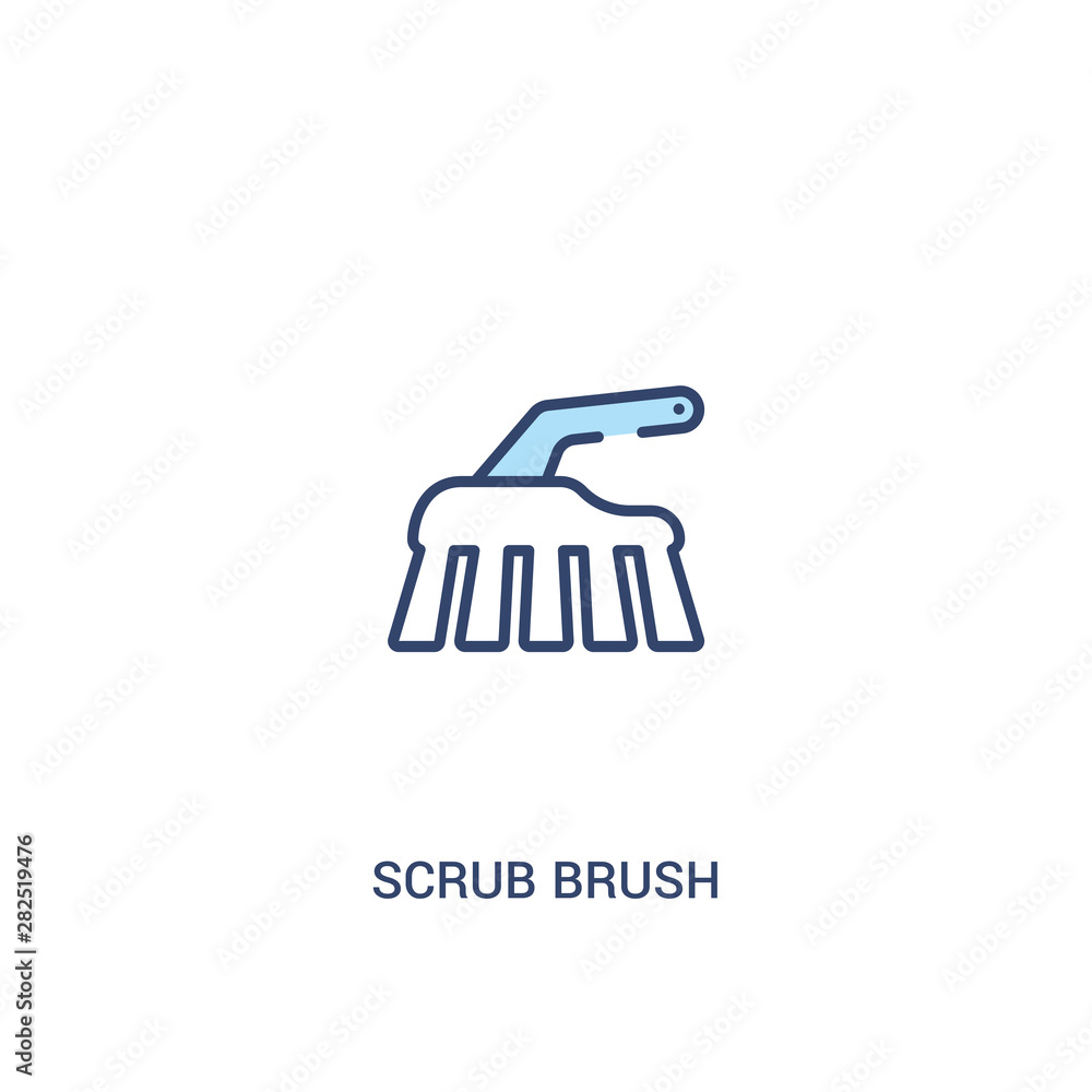 Poster scrub brush concept 2 colored icon. simple line element illustration. outline blue scrub brush symbo