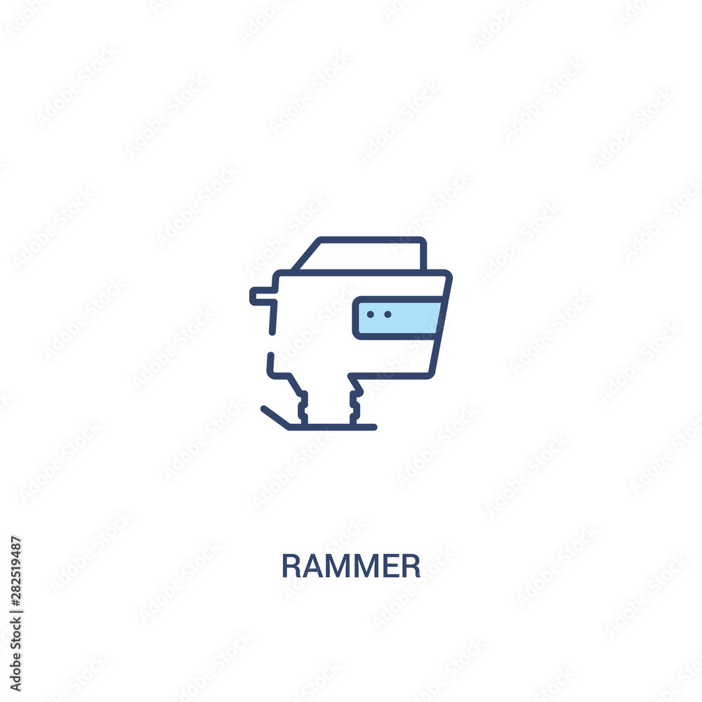Poster rammer concept 2 colored icon. simple line element illustration. outline blue rammer symbol. can be 