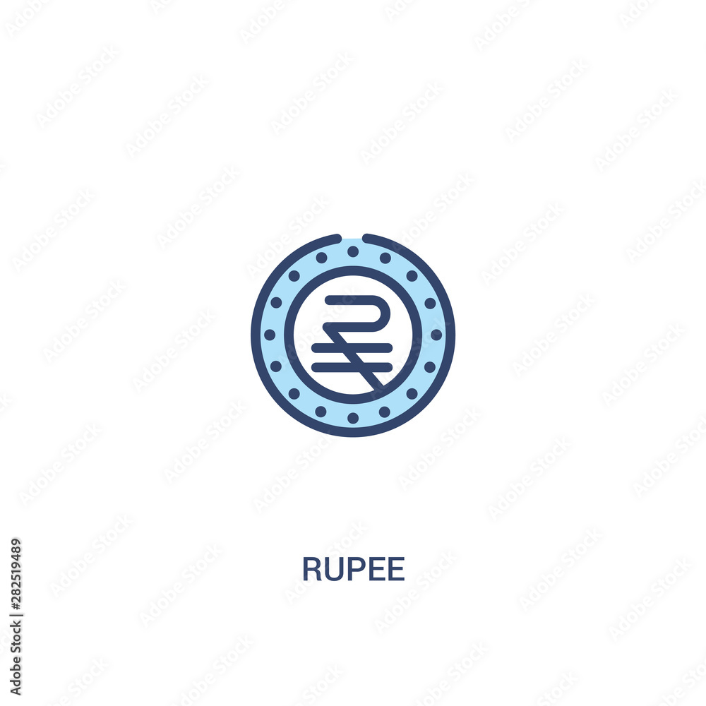 Poster rupee concept 2 colored icon. simple line element illustration. outline blue rupee symbol. can be us