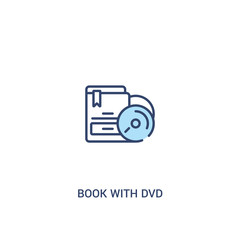 book with dvd concept 2 colored icon. simple line element illustration. outline blue book with dvd symbol. can be used for web and mobile ui/ux.