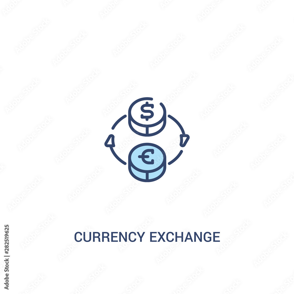 Poster currency exchange concept 2 colored icon. simple line element illustration. outline blue currency ex