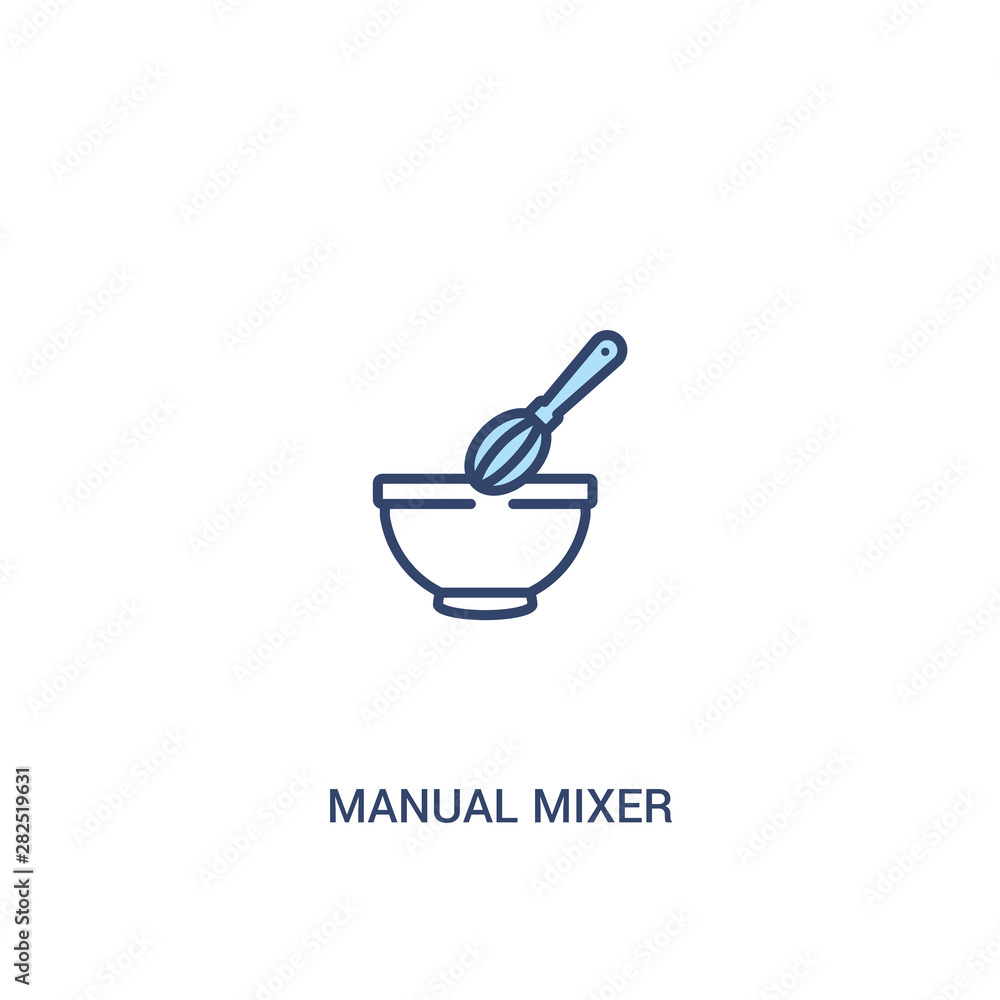 Poster manual mixer concept 2 colored icon. simple line element illustration. outline blue manual mixer sym
