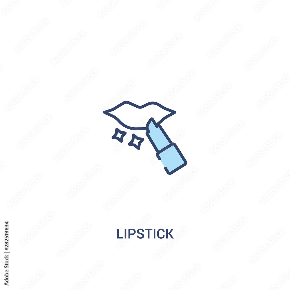 Poster lipstick concept 2 colored icon. simple line element illustration. outline blue lipstick symbol. can