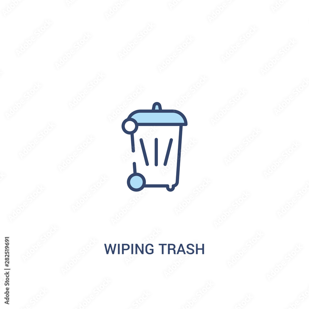 Poster wiping trash concept 2 colored icon. simple line element illustration. outline blue wiping trash sym