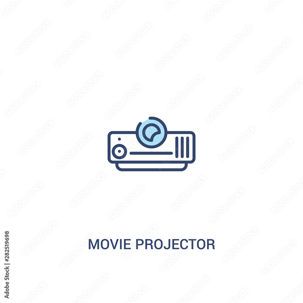 Poster movie projector front view concept 2 colored icon. simple line element illustration. outline blue mo