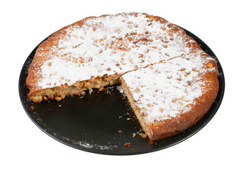 sliced Italian Pine Nut Cake on plate cut out