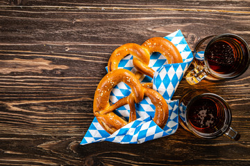 October fest concept - traditional food and beer served at event