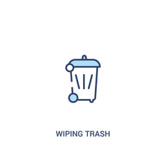 wiping trash concept 2 colored icon. simple line element illustration. outline blue wiping trash symbol. can be used for web and mobile ui/ux.