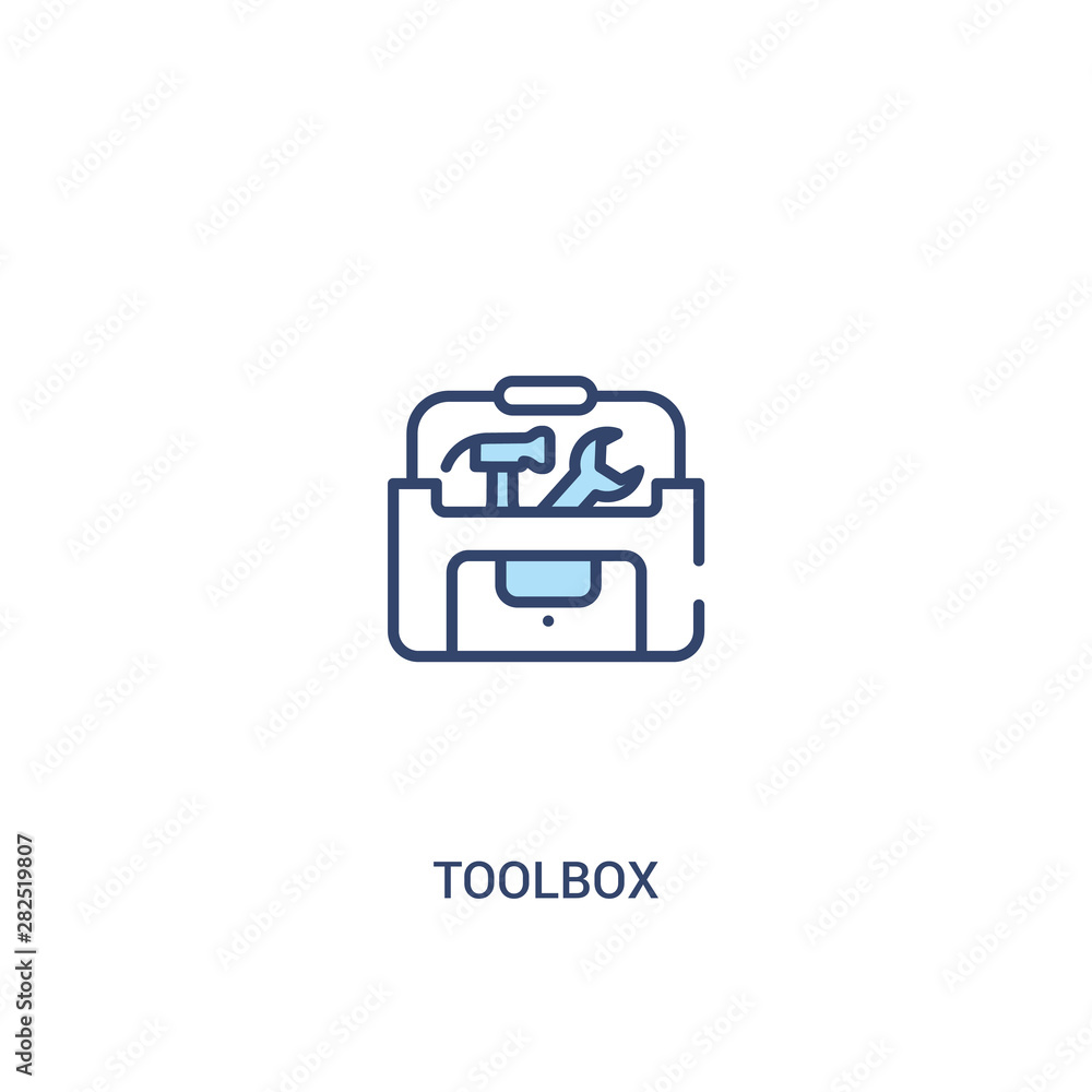 Poster toolbox concept 2 colored icon. simple line element illustration. outline blue toolbox symbol. can b