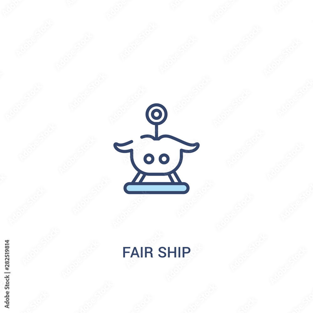 Poster fair ship concept 2 colored icon. simple line element illustration. outline blue fair ship symbol. c