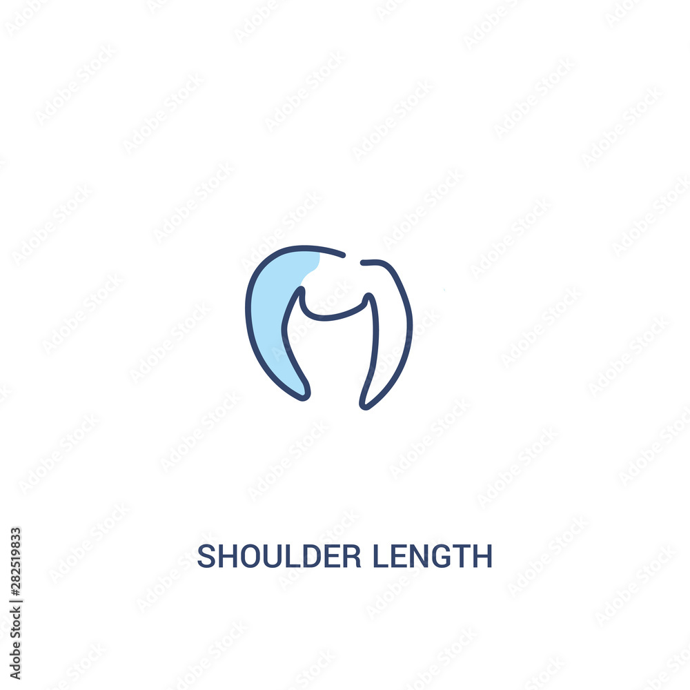 Poster shoulder length concept 2 colored icon. simple line element illustration. outline blue shoulder leng