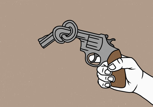 Man holding knotted gun