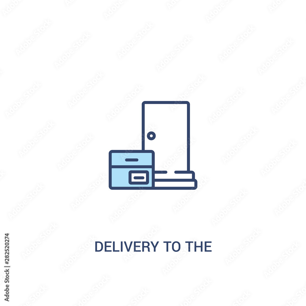 Poster delivery to the door concept 2 colored icon. simple line element illustration. outline blue delivery