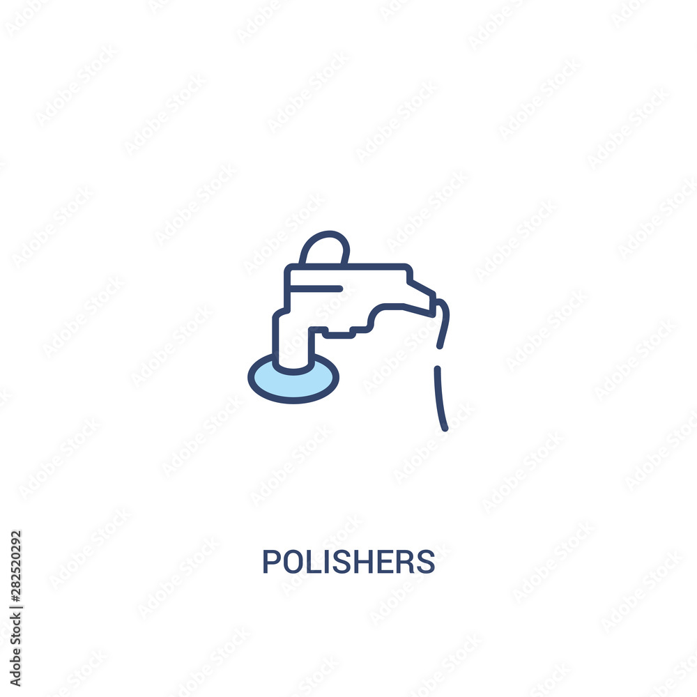 Poster polishers concept 2 colored icon. simple line element illustration. outline blue polishers symbol. c