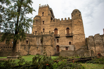 Fototapeta na wymiar The Royal Enclosure is the remains of a fortress-city in Gondar, Ethiopia.