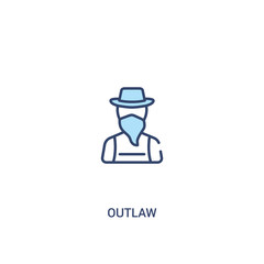 outlaw concept 2 colored icon. simple line element illustration. outline blue outlaw symbol. can be used for web and mobile ui/ux.