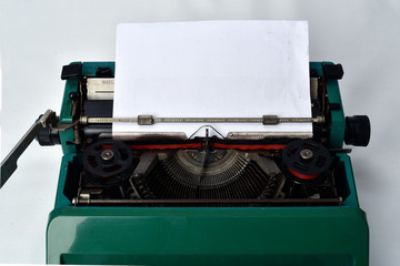 Vintage Retro Old Typewriter on White Background
