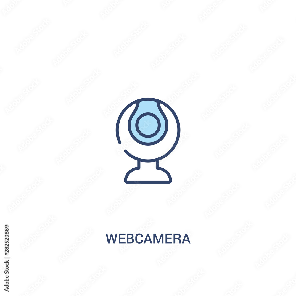 Poster webcamera concept 2 colored icon. simple line element illustration. outline blue webcamera symbol. c
