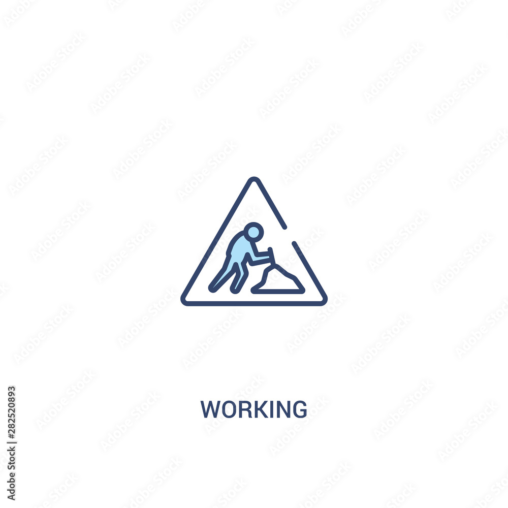 Poster working concept 2 colored icon. simple line element illustration. outline blue working symbol. can b