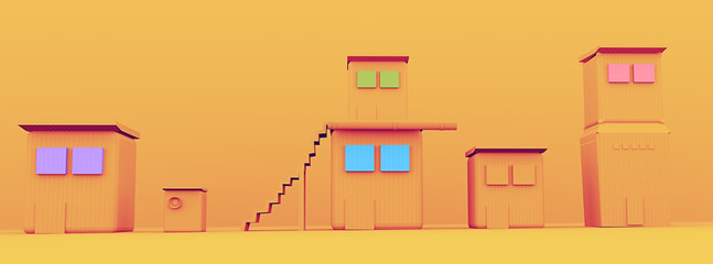 casinhas coloridas, janelas, frontal