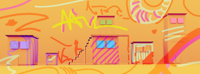 casinhas coloridas Street, frontal