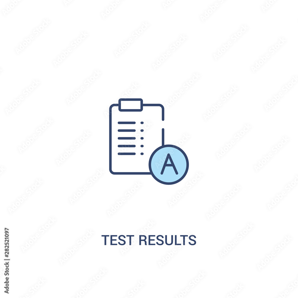Poster test results concept 2 colored icon. simple line element illustration. outline blue test results sym