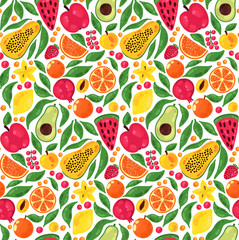 Fruits colorful seamless vector pattern